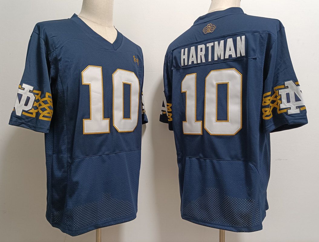 Men Norte Dame Fighting Irish #10 Hartman Blue Elite 2025 NCAA Jersey->ncaa teams->NCAA Jersey